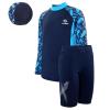 Hansber Teens Boys Swimsuit Rash Guard Shirt Knee Length Pant with Swimming Hat Three Pieces Set for Seaside Type B 13-14 Years