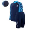 Hansber Teens Boys Swimsuit Rash Guard Shirt Knee Length Pant with Swimming Hat Three Pieces Set for Seaside Type B 11-12 Years view 4