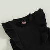 Infant Baby Girls' Clothes Sets Solid Color Button Top Rolled Hem Shorts Playwear Summer Outfit view 4