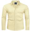 Alimens & Gentle Men's Light Yellow Dress Shirt Slim Fit Long Sleeve Stain Shield Button Down Shirts Summer Wedding 2XL view 1
