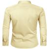 Alimens & Gentle Men's Light Yellow Dress Shirt Slim Fit Long Sleeve Stain Shield Button Down Shirts Summer Wedding 2XL view 3