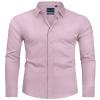 Alimens & Gentle Men's Light Pink Dress Shirt Slim Fit Long Sleeve Stain Shield Button Down Shirts Wedding Party S view 1
