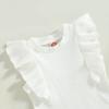 Infant Baby Girls' Clothes Sets Solid Color Button Top Rolled Hem Shorts Playwear Summer Outfit view 4