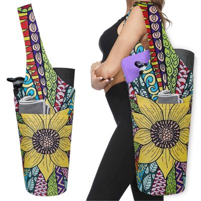 BagYG Yoga Mat Bag - Long Tote with Pockets Holds More Accessories Fit Most Size Mats Sunflower Carrier, 37/''x15.5/'', BagYG-31065791