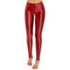 Vxuxlje Women's Oil Shiny Compression Leggings Opaque Mid Waist Skinny Tight Yoga Stirrup Pants Burgundy X-Large view 1