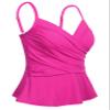 coastal rose Womens Flowy Tankini Tops Only Twist V Neck Tankini Swimsuits Draped Shirred Bathing Suit Tops with Ruffle Hem US6 Hot Pink view 4