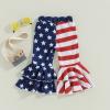 LAGKIYOJ Fourth 4th of July Toddler Baby Girl Clothes Star Stripe Elastic Waist Bell Bottoms Layered Flare Pants Trousers (Star Stripe Print Flare Pants,1-2T) view 3