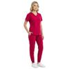 M&M SCRUBS Womens Jogger Scrub Set 4-Way Stretch V-Neck Nurse Scrubs Top & Pants (Red, XX-Large) view 3