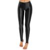 Vxuxlje Women's Oil Shiny Compression Leggings Opaque Mid Waist Skinny Tight Yoga Stirrup Pants Black X-Large view 1
