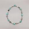 10mm Gray Picasso Jasper Stone Turquoise Necklace 8-9mm White Pearl Silk Cord Rope Trendy Choker 18" view 2