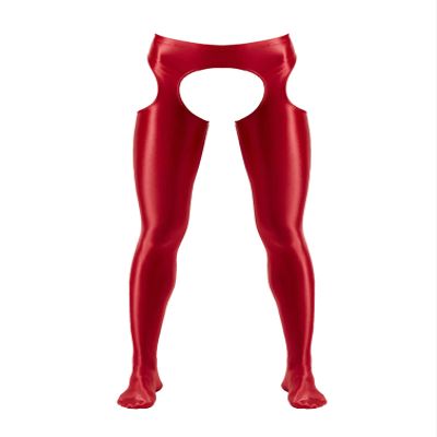 TiaoBug Mens Compression Long Pants Bulge Pouch Tights Trousers Seamless Underpants Red A X-Large