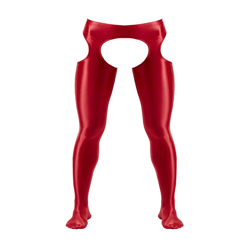 TiaoBug Mens Compression Long Pants Bulge Pouch Tights Trousers Seamless Underpants Red A X-Large