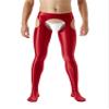TiaoBug Mens Compression Long Pants Bulge Pouch Tights Trousers Seamless Underpants Red A X-Large view 2