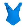 CUPSHE Women One Piece Swimsuit Ruffled Deep V Neck Tummy Control Back Tie Bathing Suits M Royal Blue view 4