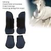 NDNCZDHC PU Horse Tendon Boots Set Elastic Shock Absorbing Protective Front Hind Horse Leg Guard for Off Road Competitions,Navy Blue(M) view 4