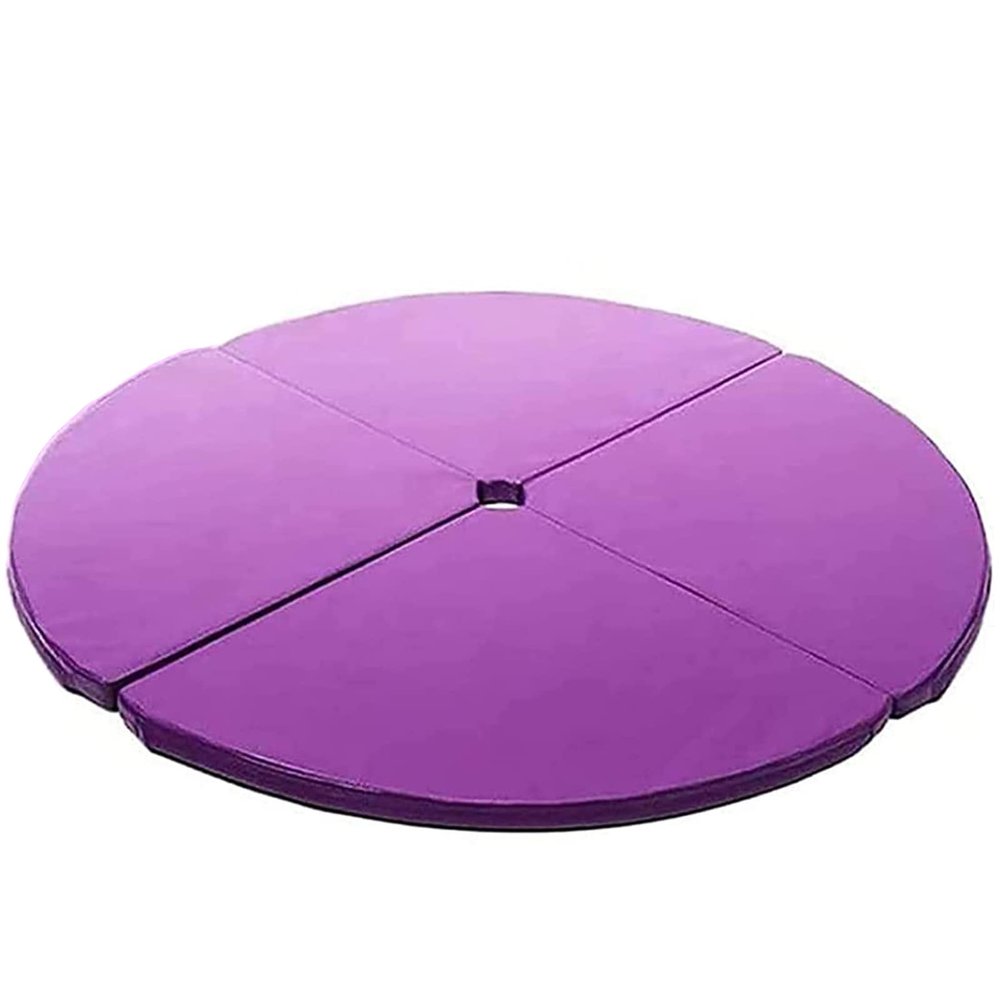 Dxcaicc Pole Dance Mat Folding Crash Mat Round 120cm Portable Fitness Pole Dance Fall Safety Padding Suitable for Beginners Gymnastics Safety Non-Slip Mat,Purple,Thickness 3cm