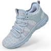 AOE Womens Fashion Walking Running Shoes Ultra Lightweight Breathable Mesh Tennis Shoes Non Slip Athletic Workout Gym Sneakers Blue Grey Lace 8.5women / 7.5men view 1