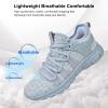 AOE Womens Fashion Walking Running Shoes Ultra Lightweight Breathable Mesh Tennis Shoes Non Slip Athletic Workout Gym Sneakers Blue Grey Lace 8.5women / 7.5men view 2