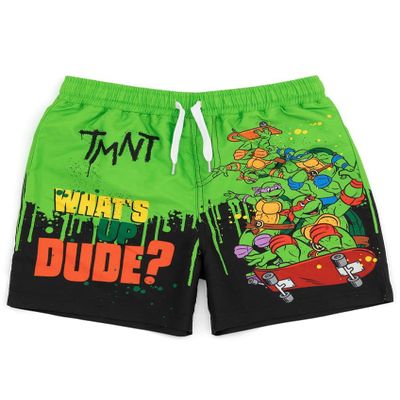 Teenage Mutant Ninja Turtles Boys Swim Shorts | Kids Graphic Swimming Pants | TMNT Drawstring Waistband Swimwear Trunks Black