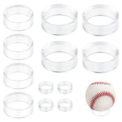 12Pcs Acrylic Sphere Stand Clear Round Sphere Holder Plastic Display Stand for Golf Ball, Tennis Ball, Marbles, Collection, Baseball, Softball, Collections(Small, Medium, Large)