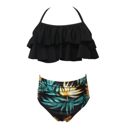 Set Bathing Wear Ruffles Baby Toddler 212Y Two Swimwear Kids Little Girl's 2 Piece Swimsuit Bikini (Black, 2-3 Years)