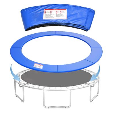 K KENSONE Trampoline Replacement Safety Pad, 10ft Trampoline Spring Cover with Foam Padding, No Holes for Poles, Round, Blue