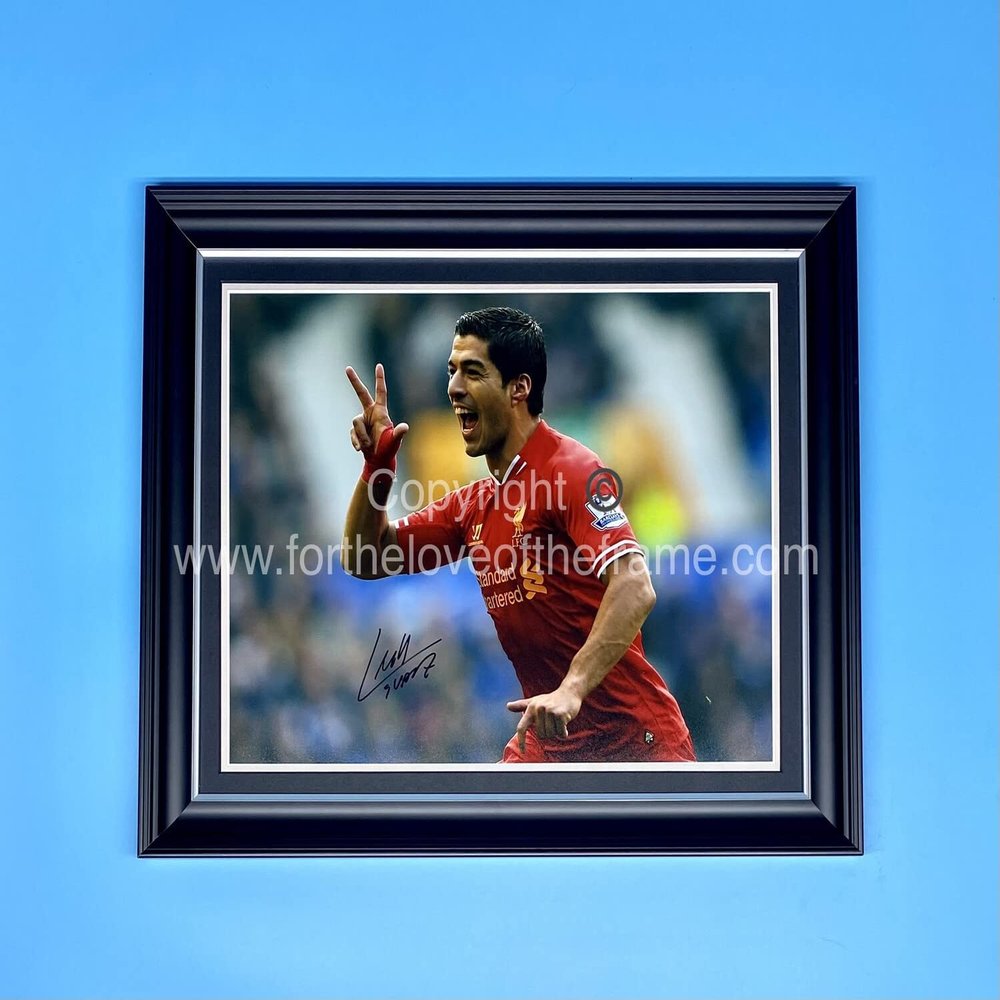 Luis Suarez Hand Signed Autograph Liverpool FC Football Soccer Memorabilia Photo In Luxury Handmade Wooden Display & Certificates of Authenticity