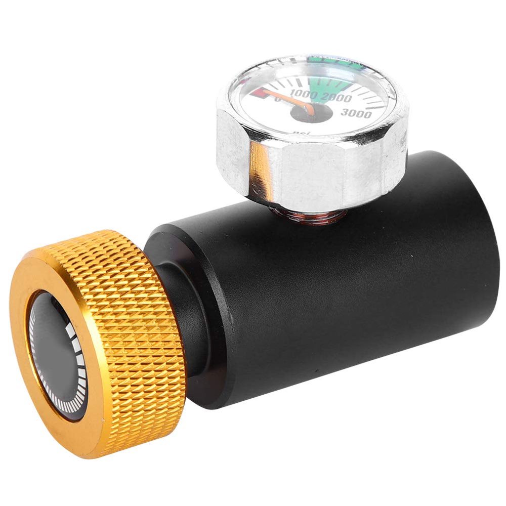 Vomeko Soda Filling Connector with Gauge 21x4 Threaded Gold Head ASA with 1500/3000 Instrument, Compatible with Paintball Guns, Airsoft Guns and PCP Rifles for Accurate Control of Filling Volume.