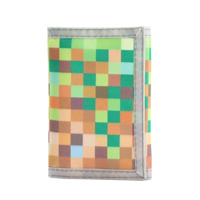 Leyeve wallet,Teen Wallet with Coin Pocket,Kids Wallets for Boys,RFID Trifold Canvas Outdoor Sports Wallet for Kids,Front Pocket Wallet with Magic Sticker-Green mosaic