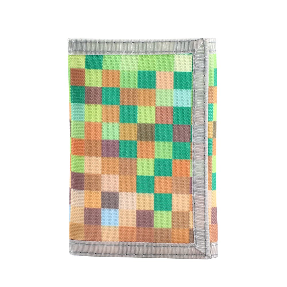 Leyeve wallet,Teen Wallet with Coin Pocket,Kids Wallets for Boys,RFID Trifold Canvas Outdoor Sports Wallet for Kids,Front Pocket Wallet with Magic Sticker-Green mosaic