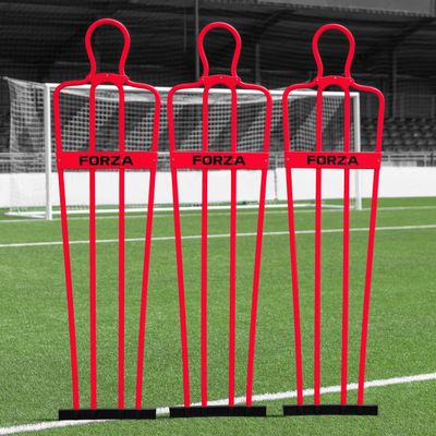 FORZA 6ft Airflow Soccer Mannequins - Free Kick Dummies | Soccer Training Equipment (Without Bases, Red, Pack of 3)