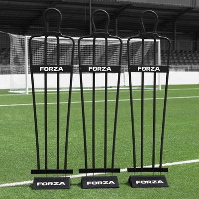FORZA 6ft Airflow Soccer Mannequins - Free Kick Dummies | Soccer Training Equipment (with Bases, Black, Pack of 3)
