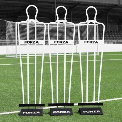 FORZA 6ft Airflow Soccer Mannequins - Free Kick Dummies | Soccer Training Equipment (with Bases, White, Pack of 3)