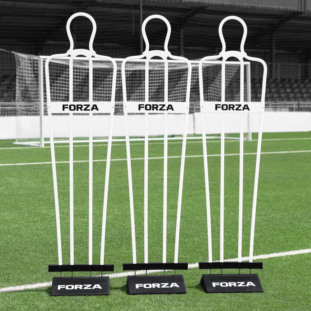 FORZA 6ft Airflow Soccer Mannequins - Free Kick Dummies | Soccer Training Equipment (with Bases, White, Pack of 3)