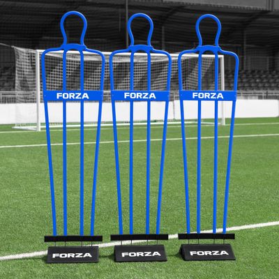 FORZA 6ft Airflow Soccer Mannequins - Free Kick Dummies | Soccer Training Equipment (with Bases, Electric Blue, Pack of 3)
