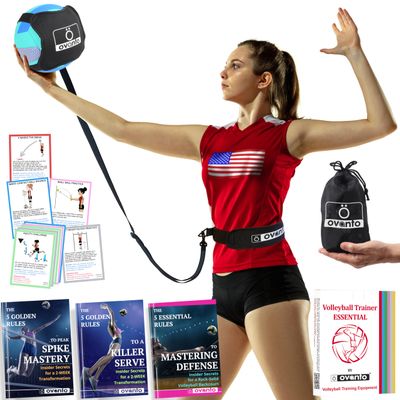 OVANTO Volleyball Training Equipment Aid Adjustable Practice Volleyball Kit with Ultra-Stretch Neoprene, Exclusive Nylon Bag & Premium Content with Free ebooks, Best Gift for Beginners & Experts