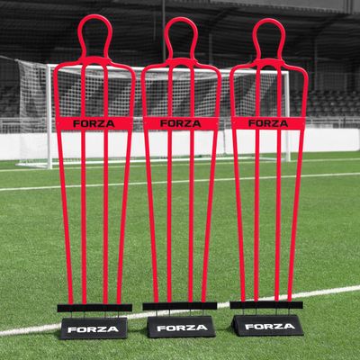 FORZA 6ft Airflow Soccer Mannequins - Free Kick Dummies | Soccer Training Equipment (with Bases, Red, Pack of 3)