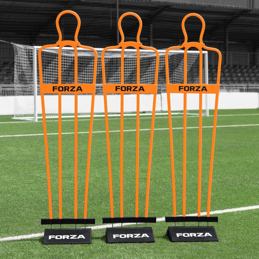 FORZA 6ft Airflow Soccer Mannequins - Free Kick Dummies | Soccer Training Equipment (with Bases, Orange, Pack of 3)