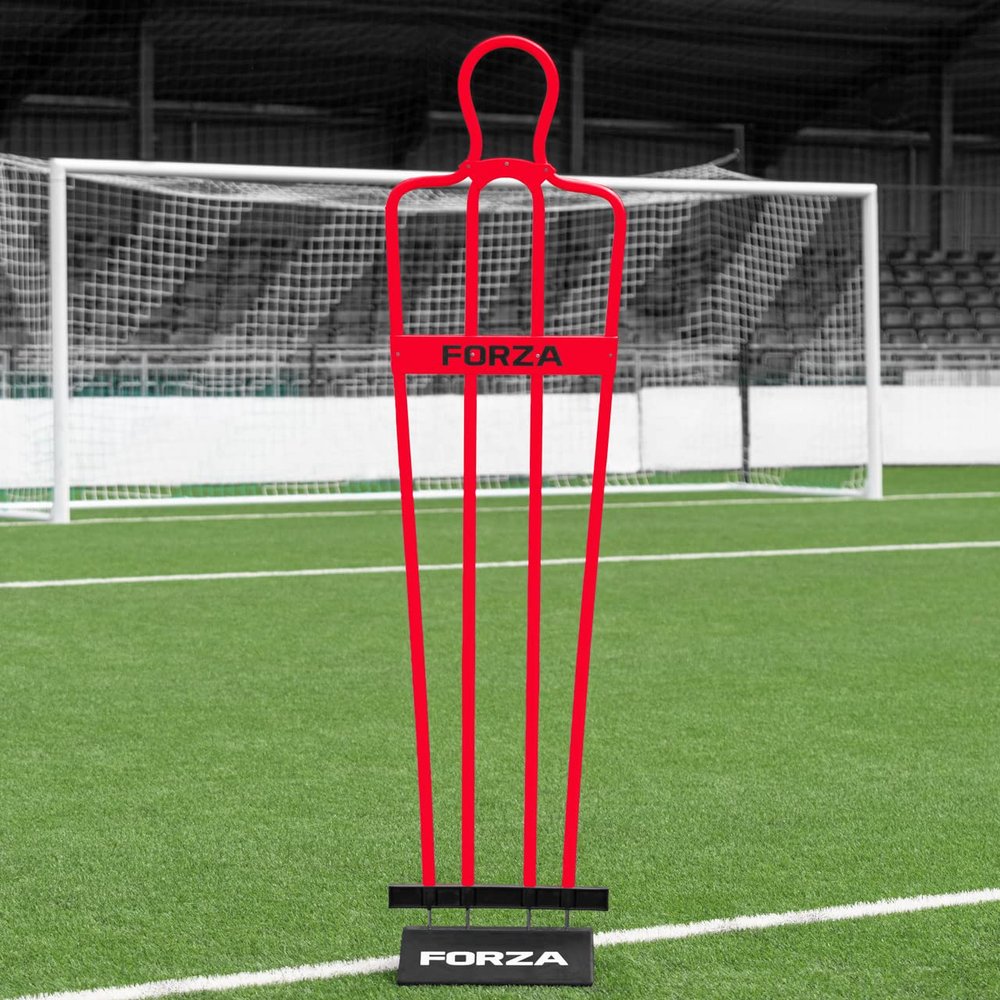 FORZA 6ft Airflow Soccer Mannequins - Free Kick Dummies | Soccer Training Equipment (with Bases, Red, Pack of 1)