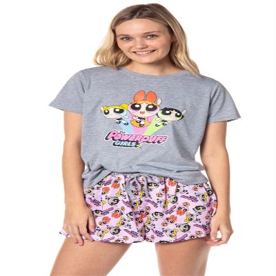 INTIMO The Powerpuff Girls Womens' TV Series Show Characters Sleep Pajama Set Shorts (Small) Multicolored