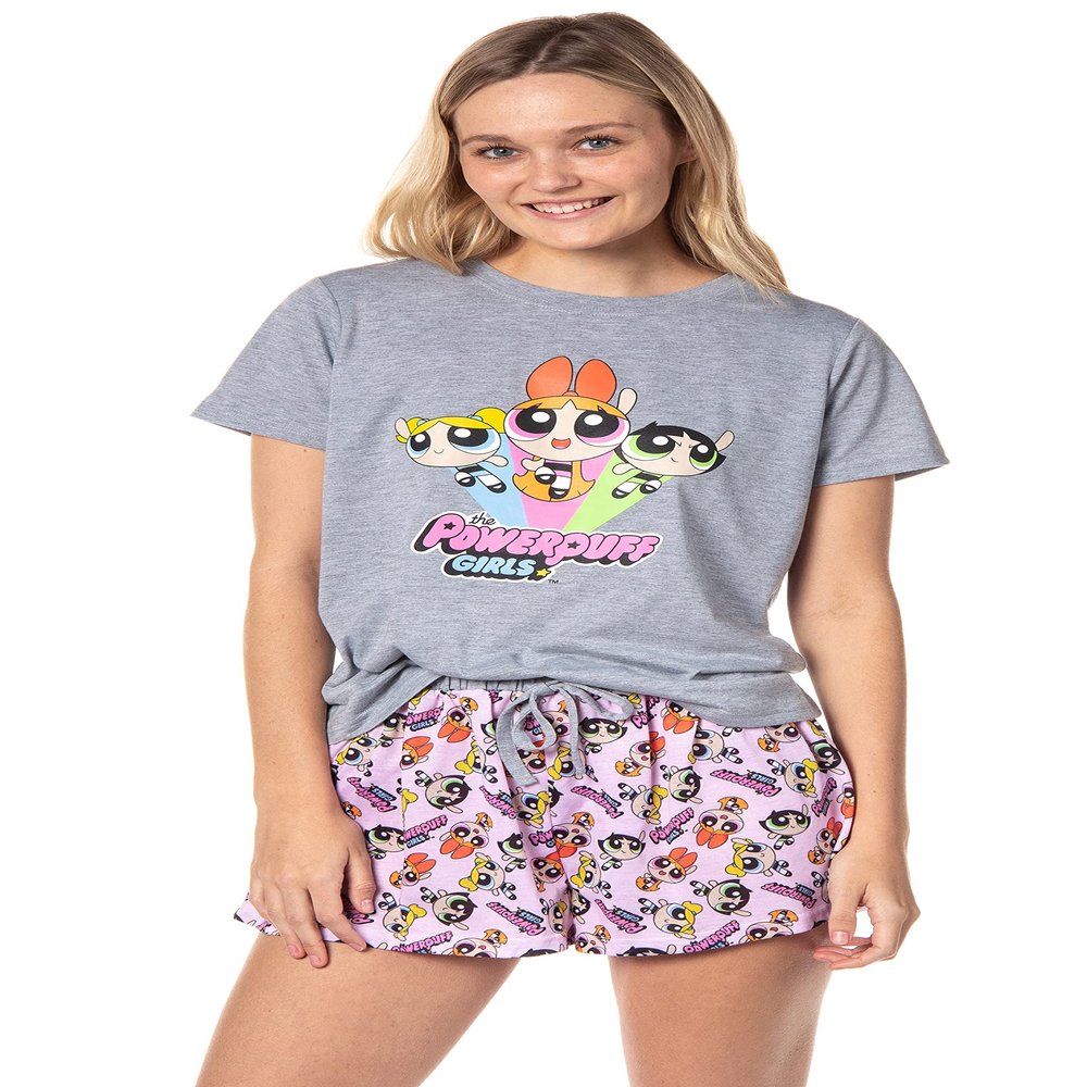 INTIMO The Powerpuff Girls Womens' TV Series Show Characters Sleep Pajama Set Shorts (Small) Multicolored