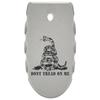 NDZ Performance Magazine Base Plate for Sig P365 X Macro & P365 Fuse  Laser Engraved Anodized Aluminum with Grooved Ridges  Silver  Don't Tread On Me Snake Squares view 1