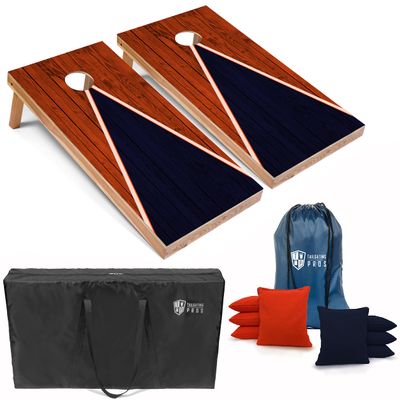 Tailgating Pros Lightweight Cornhole Game - 4'x2' Multicolor Pyramid Boards- Carrying Case & Set of 8 Corn Filled Bags