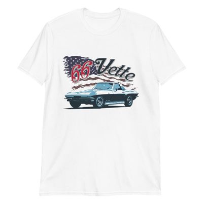 1966 Sports Car Convertible C2 Vette American Classic Collector T-Shirt White