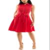 Sharagano Womens Sleeveless Button Front Shirt Dress with Sweep, Crimsoruby, 12 view 1