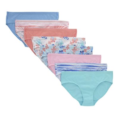 Hanes Girls Ultimate Underwear Pack, Organic Cotton For Kids (Colors May Vary) Hipster Panties, Pink Blue Solids & Patterns, 12 US
