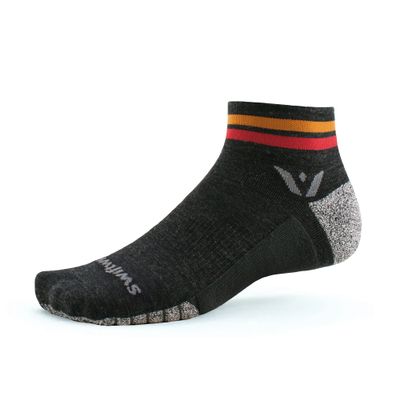 Swiftwick - FLITE XT TRAIL TWO, Trail Running and Hiking Socks (Stripe Red, Small)