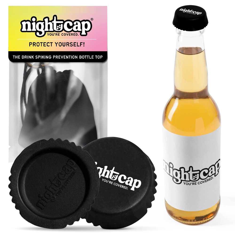 NightCap Bottle Drink Cover, Silicone Beer Bottle Cover & Bottle Cap Protector, Anti Drink Spiking Safety Cap for Beer, Wine & Soda Bottles, Reusable Drink Protector for Bars, Travel, Festivals