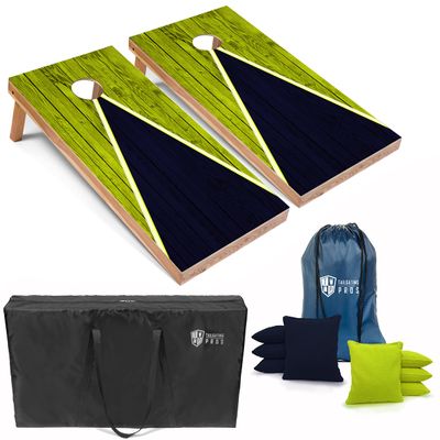 Tailgating Pros Lightweight Cornhole Game - 4'x2' Multicolor Pyramid Boards- Carrying Case & Set of 8 Corn Filled Bags