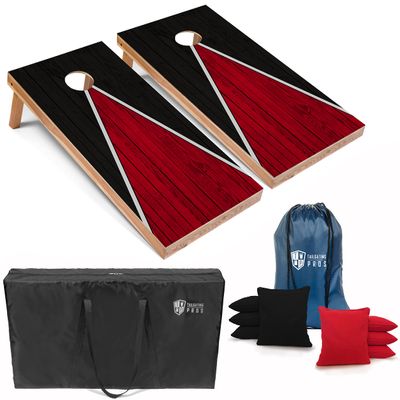 Tailgating Pros Lightweight Cornhole Game - 4'x2' Multicolor Pyramid Boards- Carrying Case & Set of 8 Corn Filled Bags